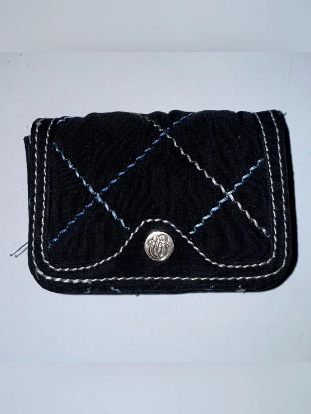 Vera Bradley Black Mini Cardholder Quilted Pouch